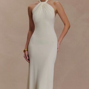 MESHKI Elyna Slinky Halter Maxi Dress - Ivory